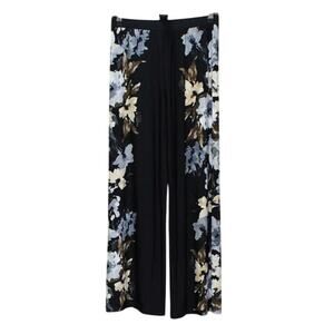NEW SUSAN‎ GRAVER LIQUID KNIT WOMEN'S BLACK FLORAL PULL-ON PANTS MP
